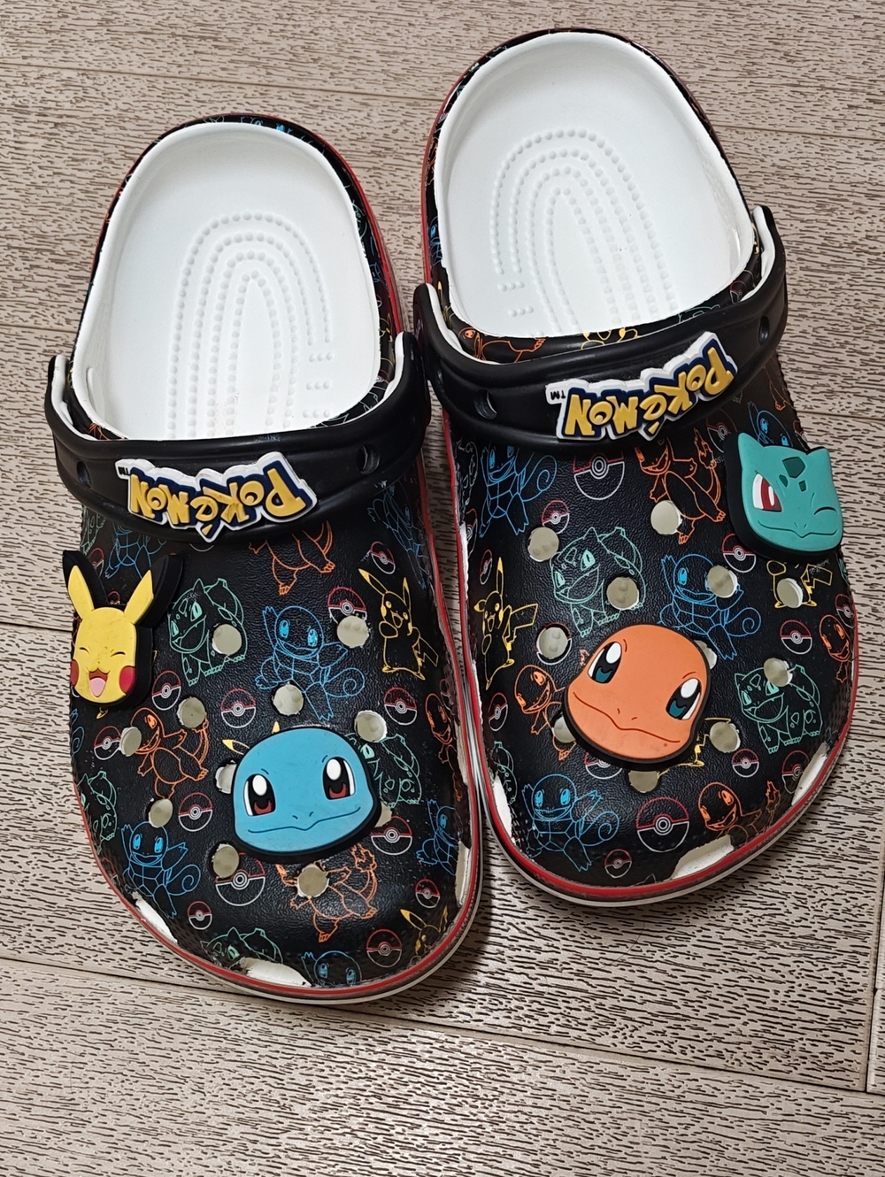 Pokemon Character Crocs-Style Clogs in Black with Multi-Color Accents